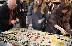 Professor Richard Whitten and his students from Rhode Island College mixing colors at our Chelsea NYC showroom