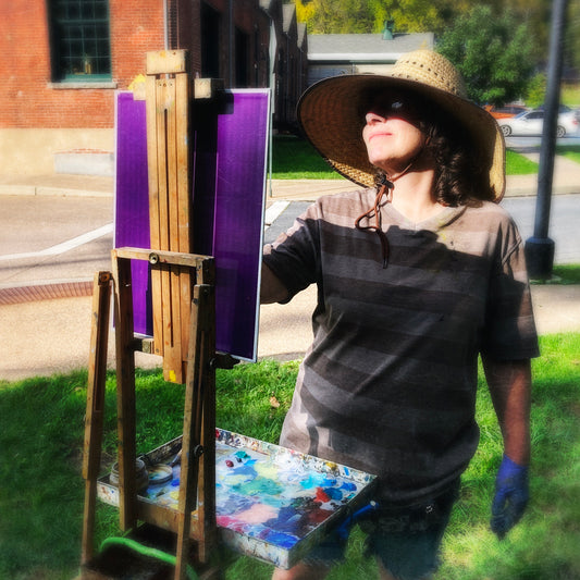 Catherine Whitehead at Vasari Plein Air Event, Oct. 5, 2023, along the Bushkill Creek at the Simon Silk Mill