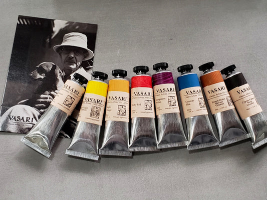 Simple Daily Life - Pierre Bonnard Selection is an 8 color palette of vibrant primaries, colorful earths and white. Chosen to reflect the bold colors found in Bonnard's Dining Room on the Garden in tribute to this Modern Master.