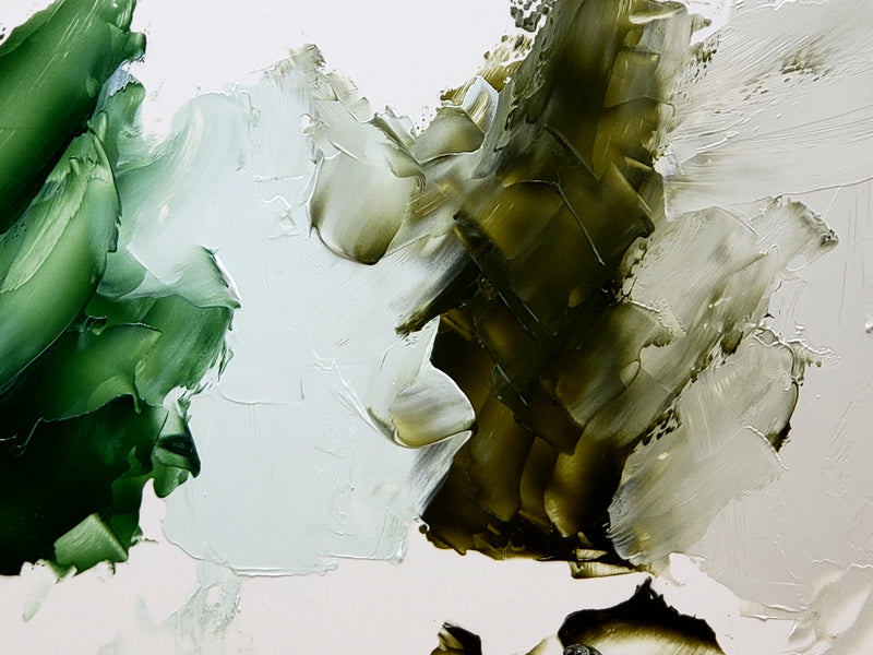 Imaged here are our two Italian natural Green Earths and the Extra Pale versions: Terra Verde Brentonico at far left and its Terra Verde Brentonico Extra Pale next. At right center is the Terra Verde Ancienne and its Terra Verde Ancienne Extra Pale at far right.