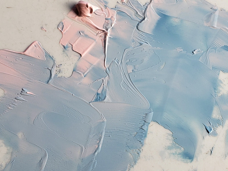 Indigo shown mixed with our Rosebud easily produces subtle blue gray tints perfect for painting skies or defining clouds.