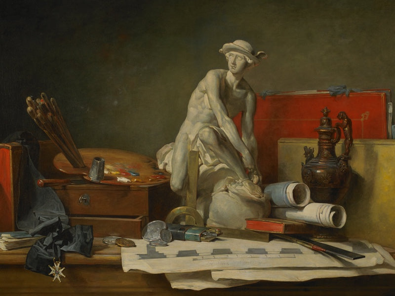 detail of The Attributes of the Arts....by Jean-Bapiste-Siméon Chardin, 1766, oil on canvas, Minneapolis Institute of Art