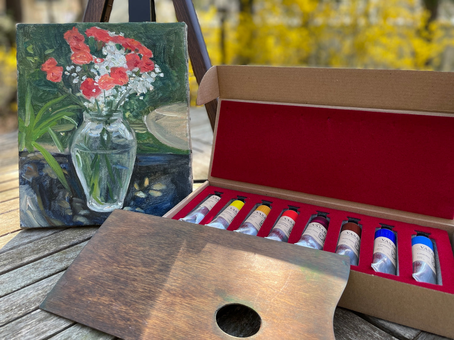 Eric Alexander Santoli test painting shown with our colors for the new set and his palette.