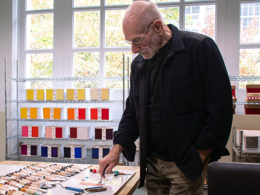 Stephen Salek, paintmaker and founder of Vasari, at our Industry City Brooklyn showroom