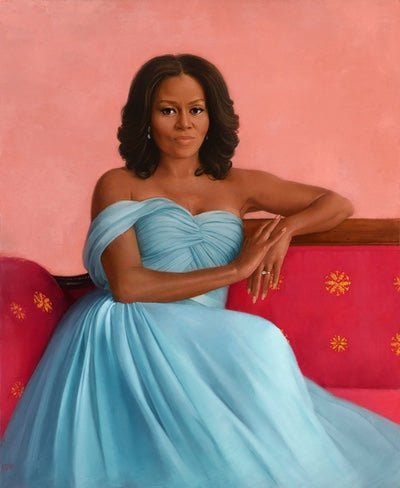 First Lady Michelle Obama, by Sharon Sprung, oil on panel, 44 x 36 inches, White House Collection, White House Historical Association